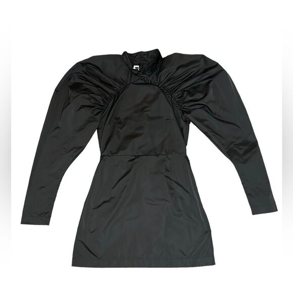 ROTATE Birger Christensen Kim Black Puff Sleeve Mini Dress Buttons sz M - Picture 5 of 15
